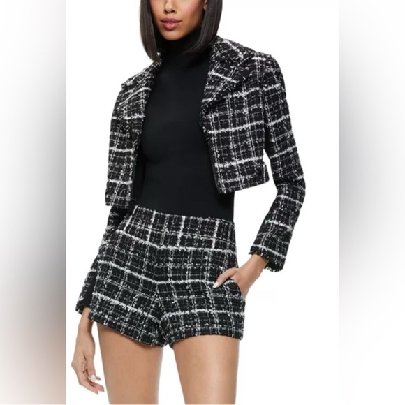 Alice and Olivia Yardley Cropped Fray Hem Jacket/Small - Picture 1 of 11